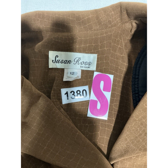 Womans Susan Ross Design Size 12 Brown Button Up Velour Long Coat - Picture 4 of 9